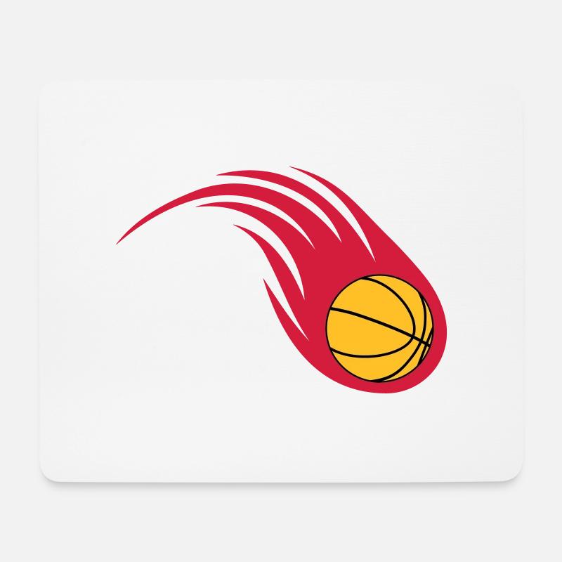 Basketball Feuerball - Mousepad (Querformat) - Weiß