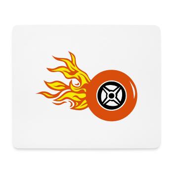 tire wheel flame fire - Mouse Pad (horizontal) - white - Front