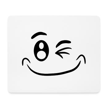 Comic Gesicht Lustig Smiley Zwinkern - Mousepad (Querformat) - Weiß - Vorne