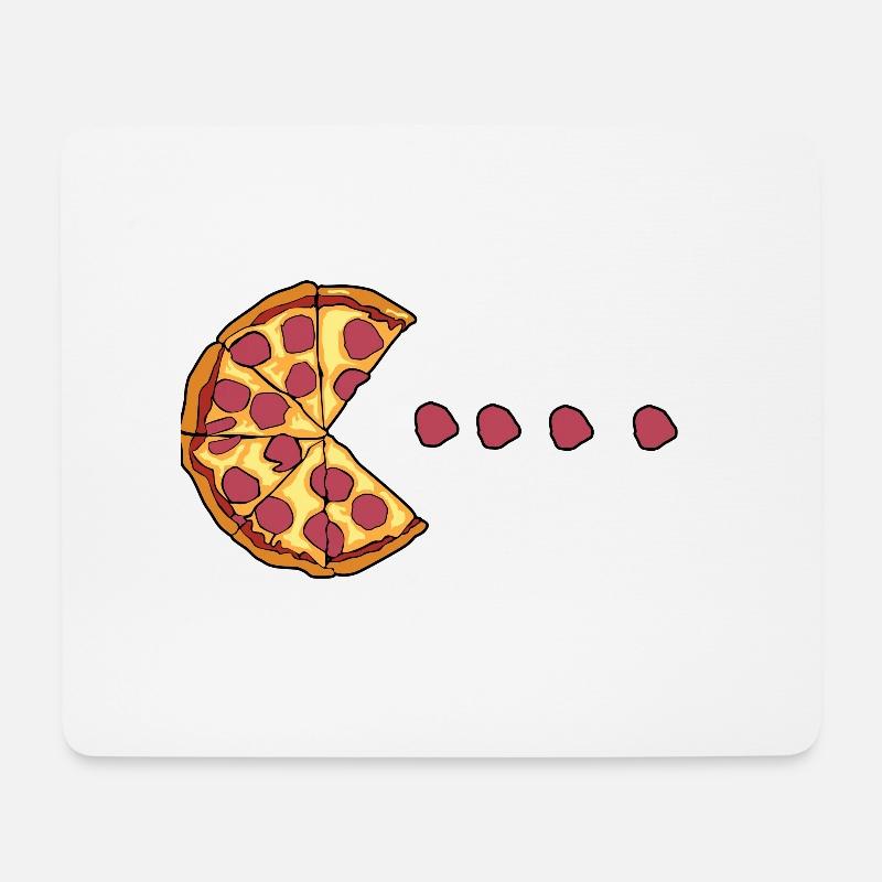 Pizza eats salami - Mouse Pad (horizontal) - white