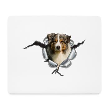 Australian Shepherd im Metall-Loch - Mousepad (Querformat) - Weiß - Vorne