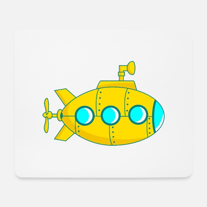 Gelbes U-Boot - Mousepad (Querformat) - Weiß