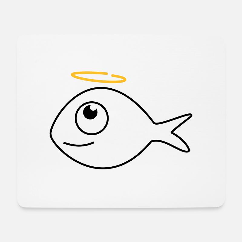 Fisch Ronny der Engel - Mousepad (Querformat) - Weiß
