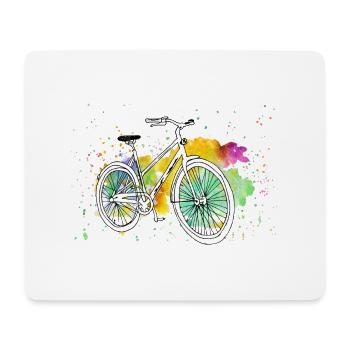Fahrrad bunte Wasserfarben im Frühling und Sommer - Mousepad (Querformat) - Weiß - Vorne