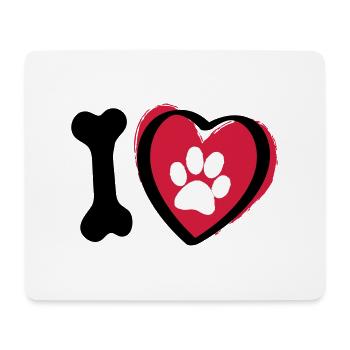 Slagon Ich liebe Hunde. Tiertag oder Hundetag. - Mousepad (Querformat) - Weiß - Vorne
