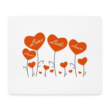 Blumen Herz Liebe in allen Sprachen - Mousepad (Querformat) - Weiß - Vorne