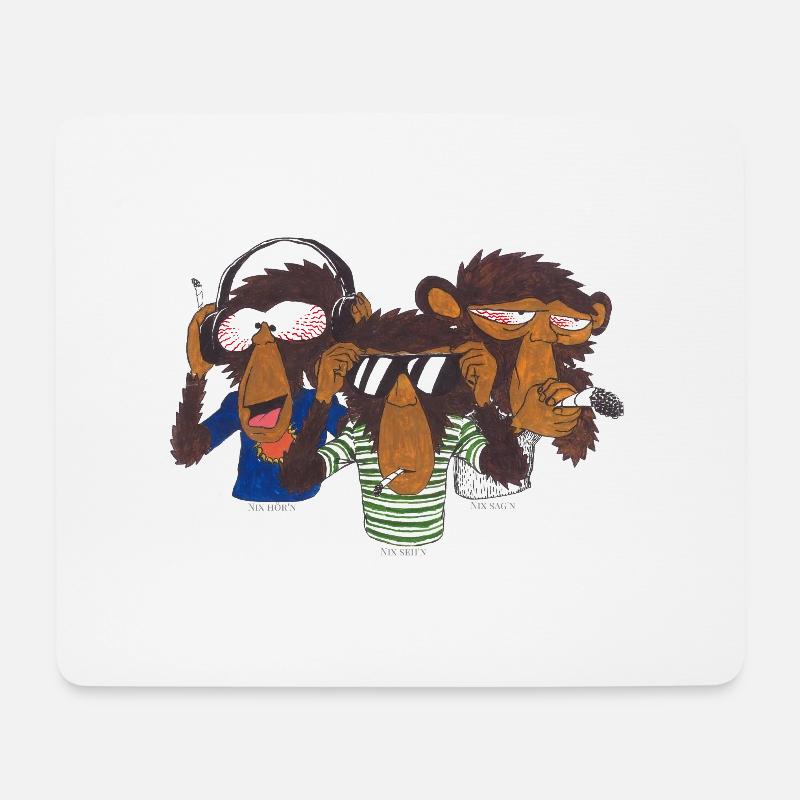 Die 3 Affen der Weisheit - Mousepad (Querformat) - Weiß