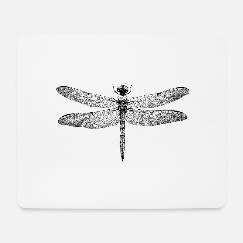 Libelle Zeichnung Garten Wiese - Mousepad (Querformat) - Weiß
