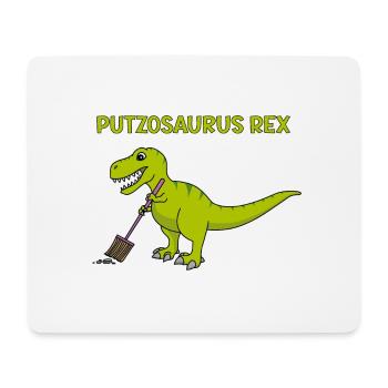 T-Rex Besen Reinigung Putzosaurus - Mousepad (Querformat) - Weiß - Vorne