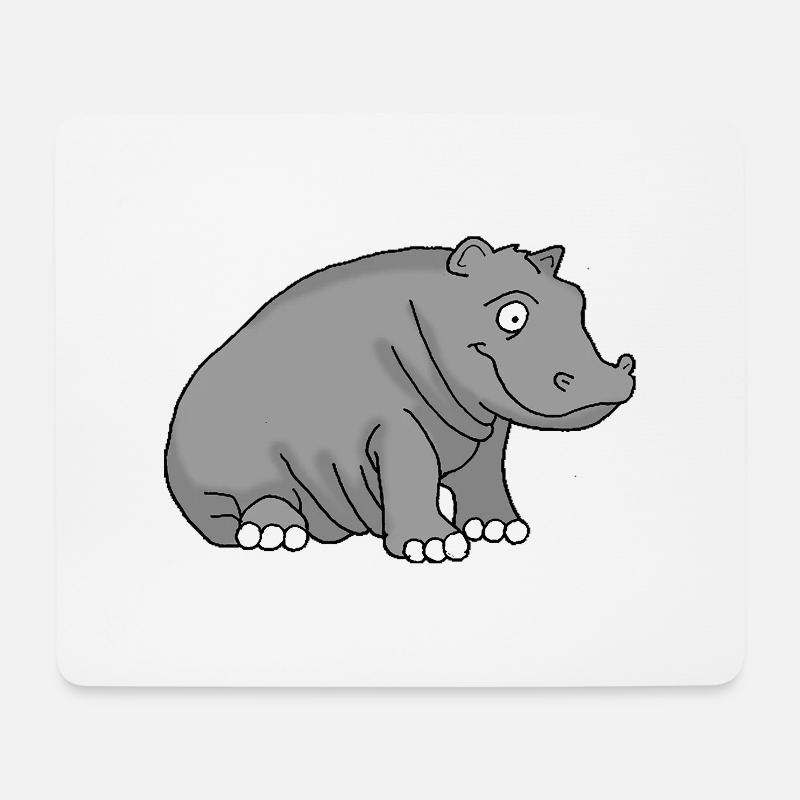 Hippopotame - Tapis de souris (format paysage) - blanc