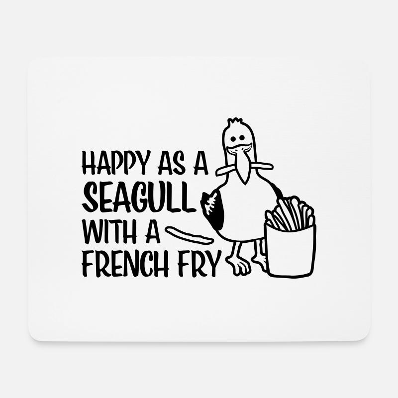 French Fry Happy Seagull - Mousepad (Querformat) - Weiß
