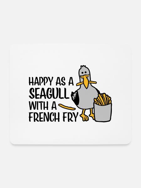 Happy as a Seagull - Mousepad (Querformat) - Weiß