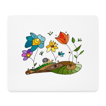 Fleur - Tapis de souris (format paysage) - blanc - Devant