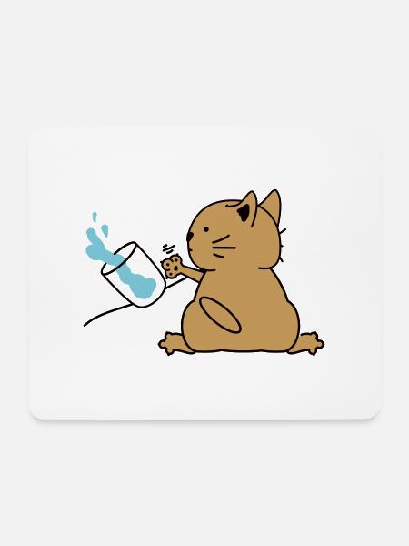 Katze mit Wasserglas - Mousepad (Querformat) - Weiß