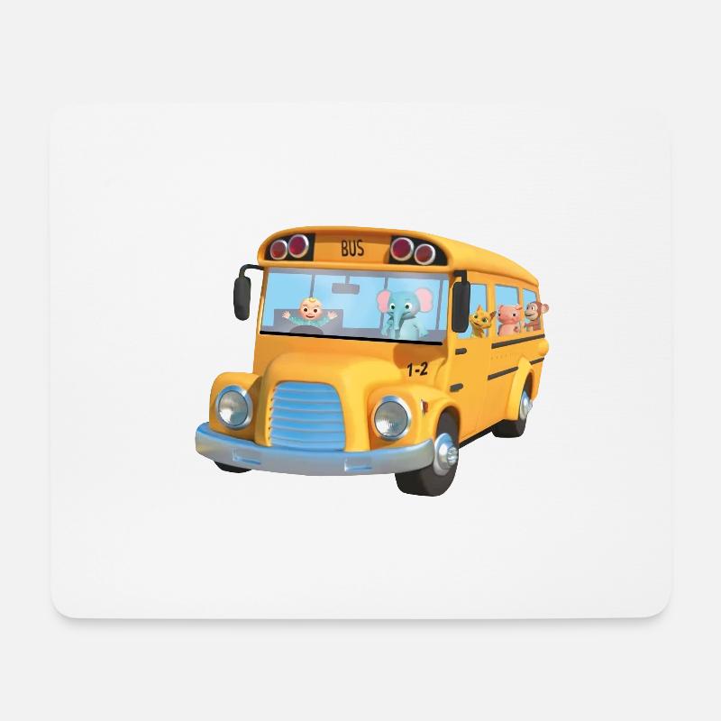 Bus gelbe Tiere Schule - Mousepad (Querformat) - Weiß