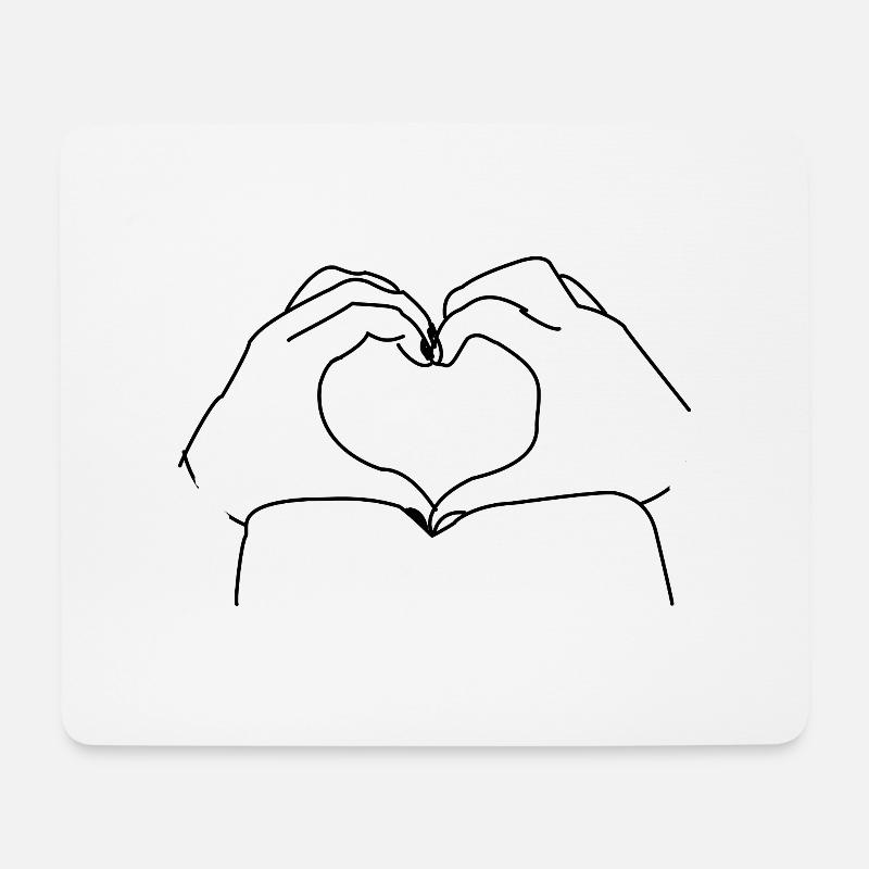 gezeichnete Hände zeigen ein Herz - Mousepad (Querformat) - Weiß