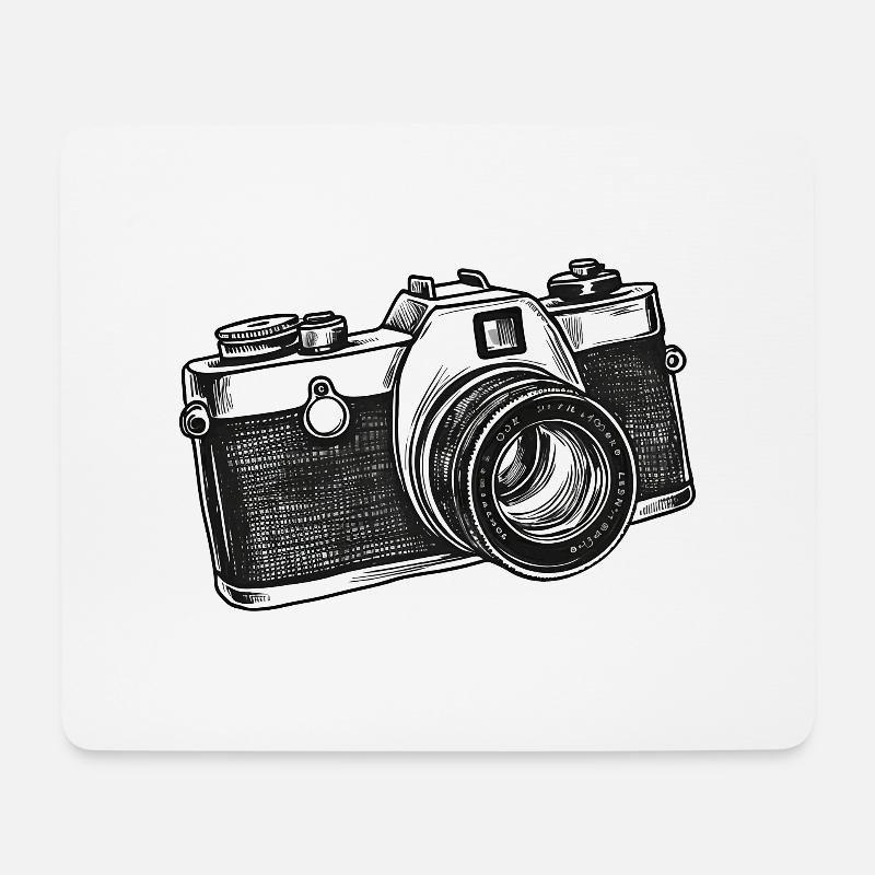 Kamera, Vintage Kamera, Alte Kamera, Old - Mousepad (Querformat) - Weiß