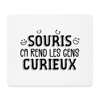 Souris, Ça Rend Les Gens Curieux - Tapis de souris (format paysage) - blanc - Devant