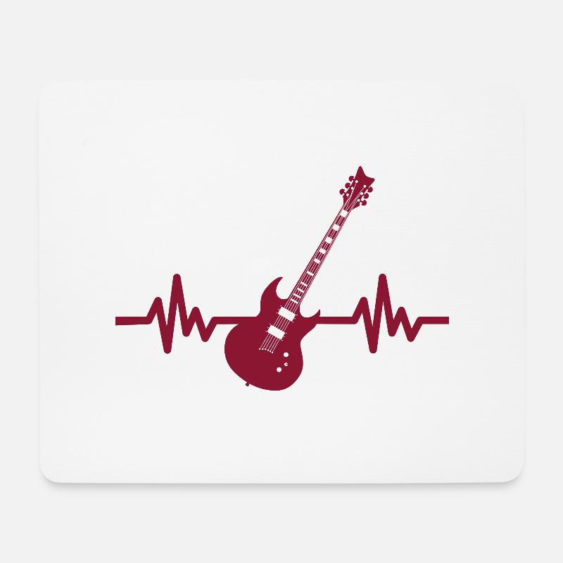 Herzschlag Gitarre - Rock 'n' Roll Punk Band Metal - Mousepad (Querformat) - Weiß