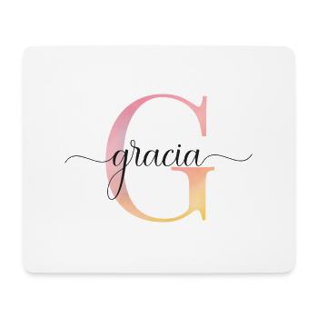 L | Monogramme | Nom | Gracia |Aquarelle - Tapis de souris (format paysage) - blanc - Devant
