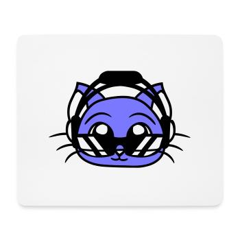 DJ Katze Gesicht Party Tier Kätzchen Haustier Kopf - Mousepad (Querformat) - Weiß - Vorne