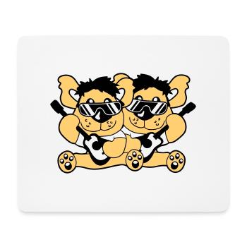 2 Guitars Teddy Bears Sweet Two Friends Band Team - Mouse Pad (horizontal) - white - Front