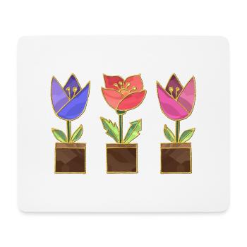 Fleur - Tapis de souris (format paysage) - blanc - Devant
