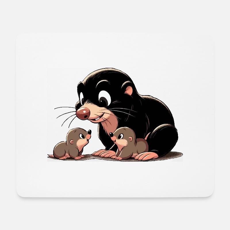 Maulwurf mit Jungtauben - Mousepad (Querformat) - Weiß