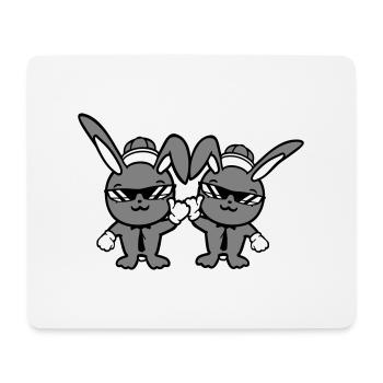 2 Bunnies Sunglasses Cappy Tie Beanie Friends - Mouse Pad (horizontal) - white - Front