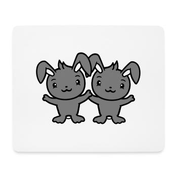 2 Bunnies Friends Team Crew Couple Two Lucky - Mouse Pad (horizontal) - white - Front