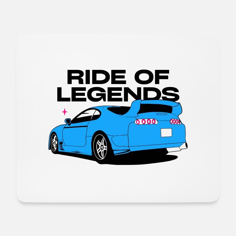 Neonblauer Sportwagen Silhouette - Mousepad (Querformat) - Weiß