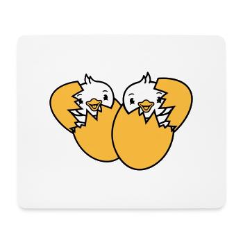 2 Birds Two Chicks Egg Hatch Born Eggshell - Mouse Pad (horizontal) - white - Front