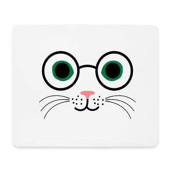 Katze Brille - Mousepad (Querformat) - Weiß - Vorne