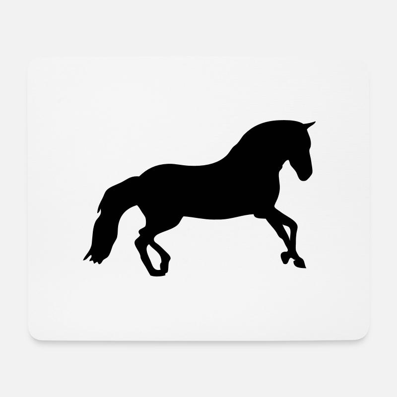 cheval silhouette ombre - Tapis de souris (format paysage) - blanc