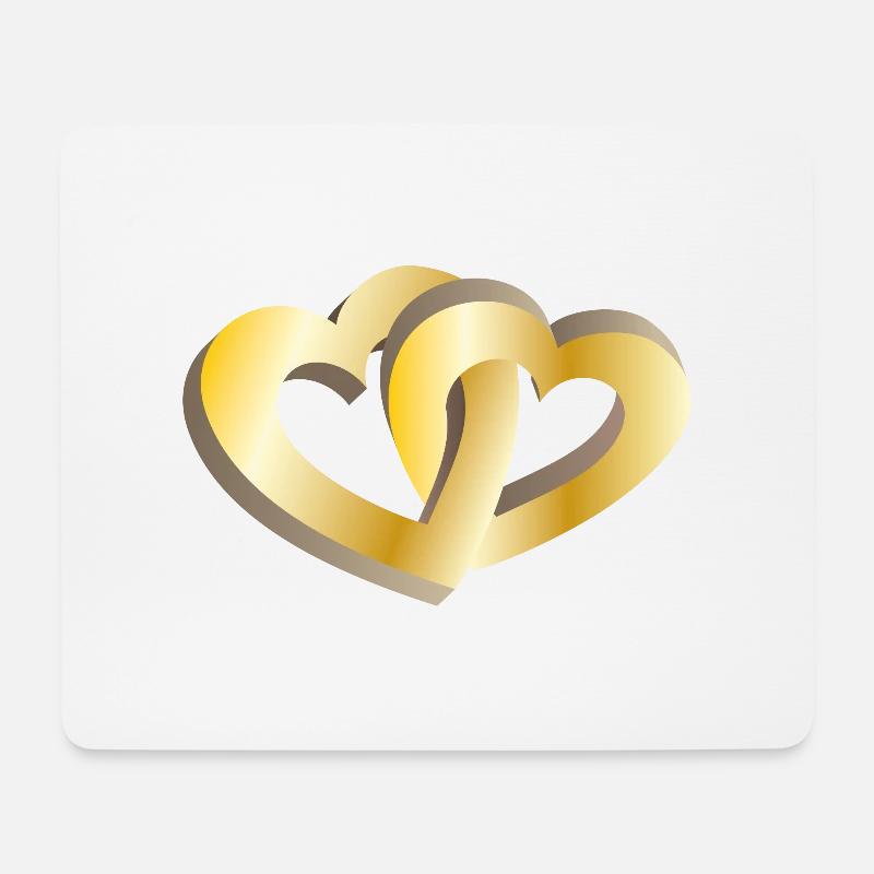 Zwei goldene Herzen - Mousepad (Querformat) - Weiß