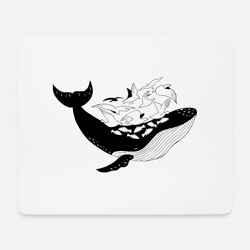 Wale, Möwen, Fische design maritimes Geschenk - Mousepad (Querformat) - Weiß
