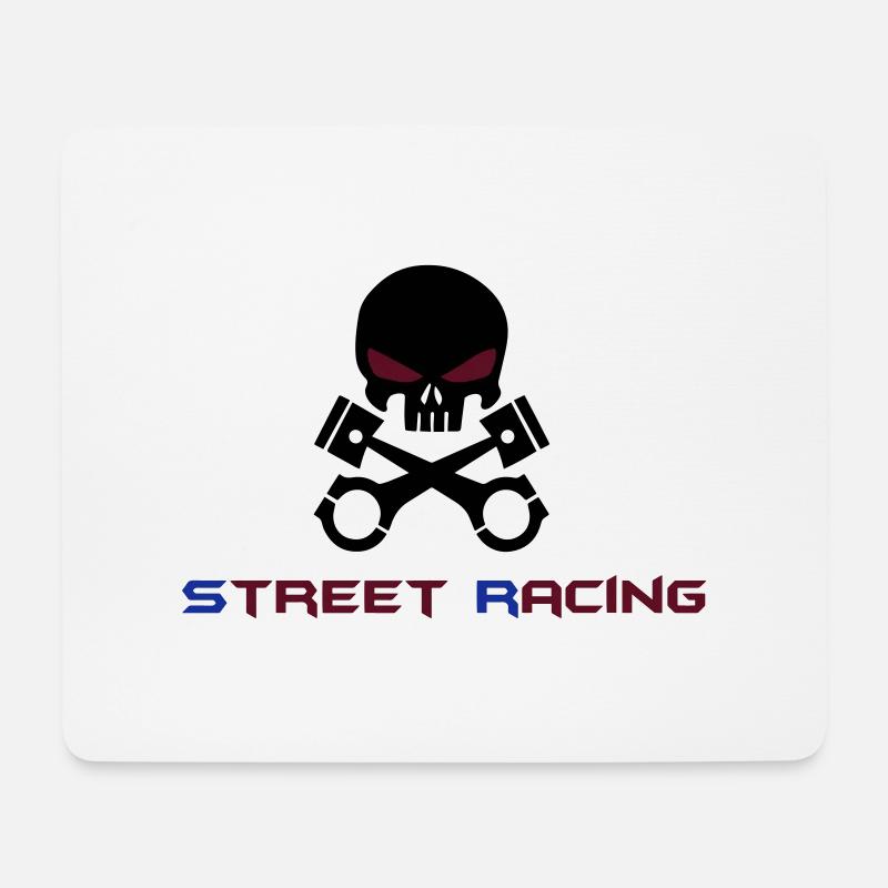Totenkopf Kolben Street Racing - Mousepad (Querformat) - Weiß