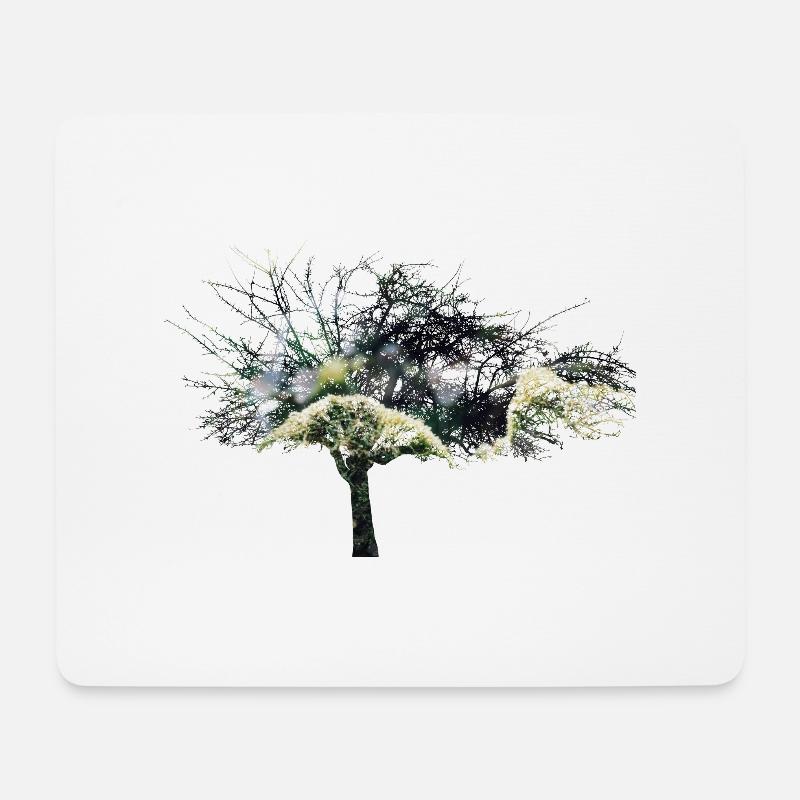 baum doppelbelichtung - Mousepad (Querformat) - Weiß