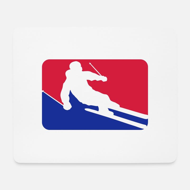blau rot button rahmen schild ski fahren runter be - Mousepad (Querformat) - Weiß