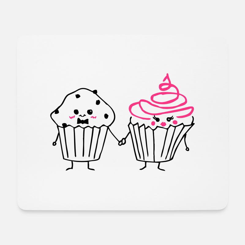 cupcake loves muffin 01 - Mousepad (Querformat) - Weiß