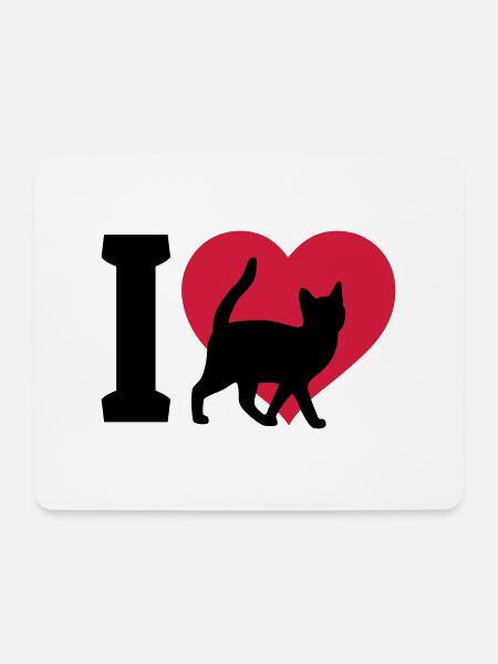 I love cats - Mousepad (Querformat) - Weiß