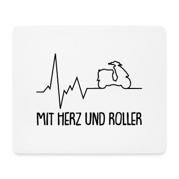 mit herz und roller - Mousepad (Querformat) - Weiß - Vorne