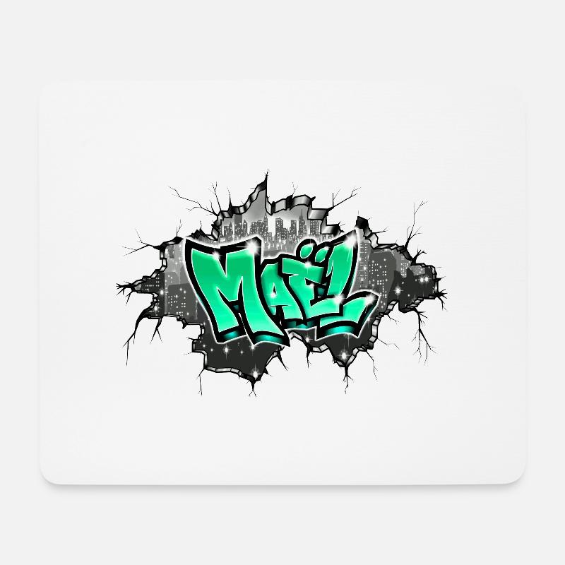 Mael Graffiti Name - Mousepad (Querformat) - Weiß