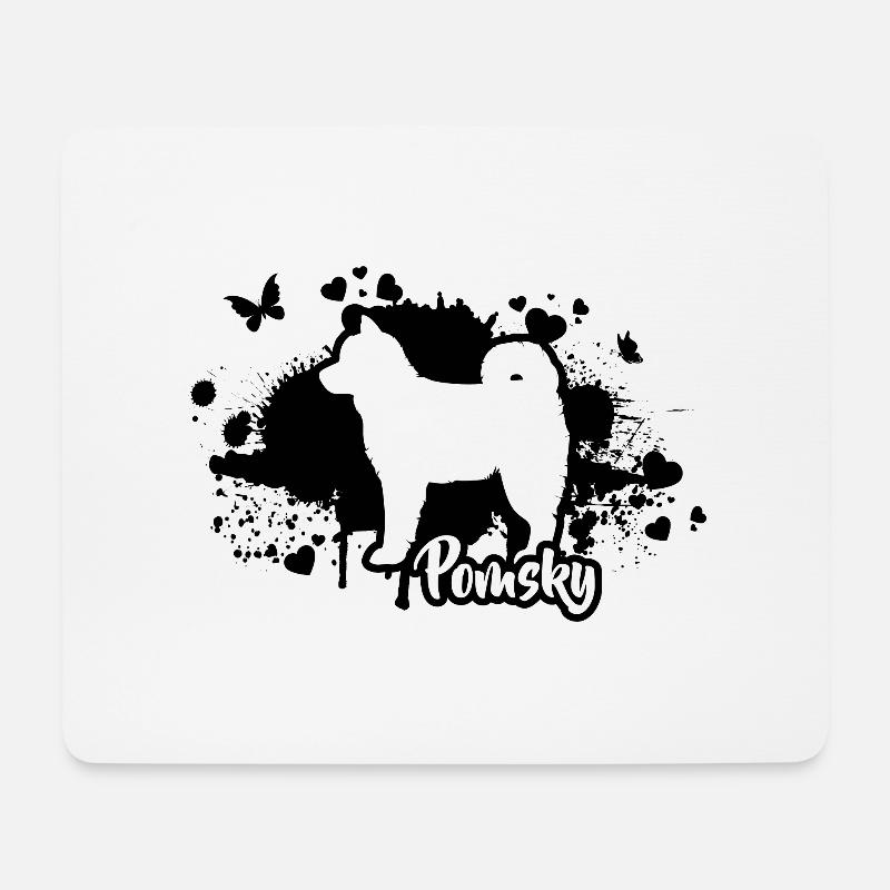 POMSKY Hunderasse Hund Hunde Wilsigns - Mousepad (Querformat) - Weiß