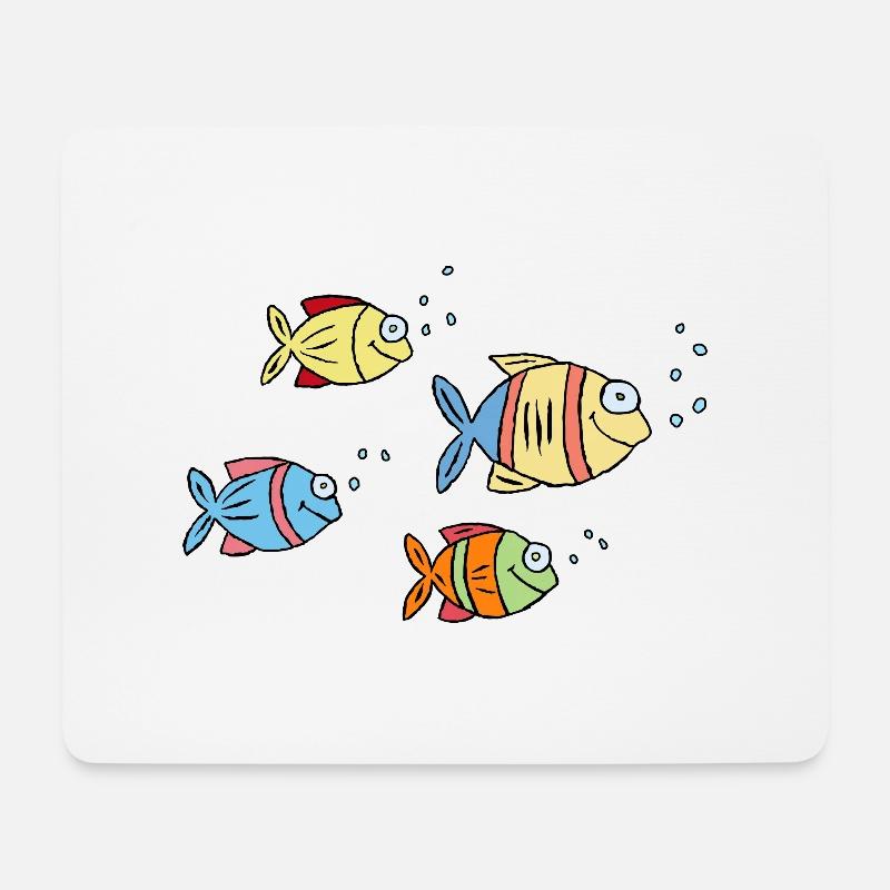 bunte Fische Wasser Meer Graffiti Kinderzeichnung - Mousepad (Querformat) - Weiß