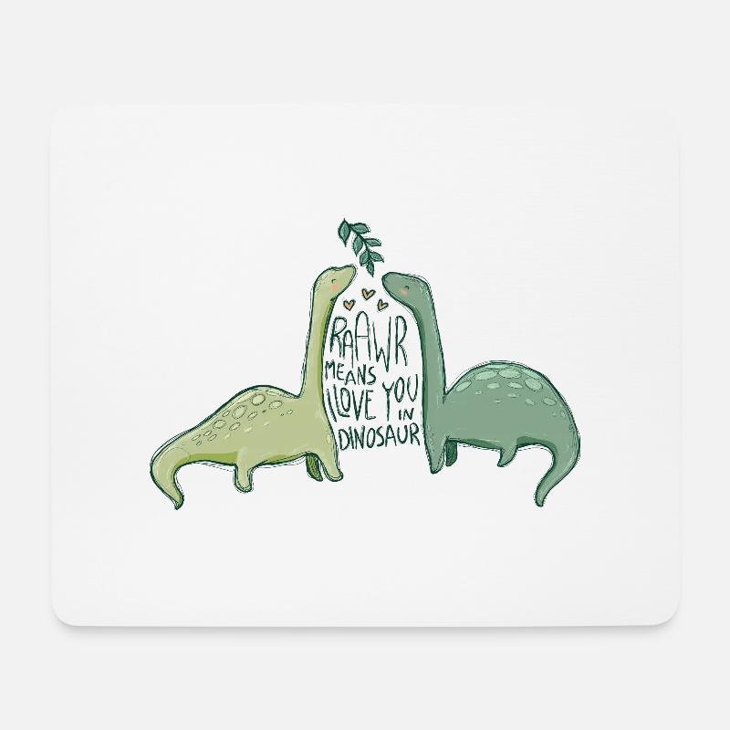 Dinosaur love with funny saying - Mouse Pad (horizontal) - white