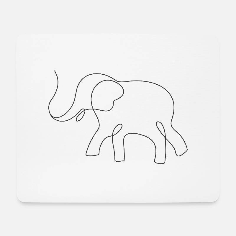 Elefant - Mousepad (Querformat) - Weiß