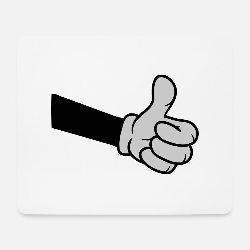 OK Comic Hand Daumen - Mousepad (Querformat) - Weiß