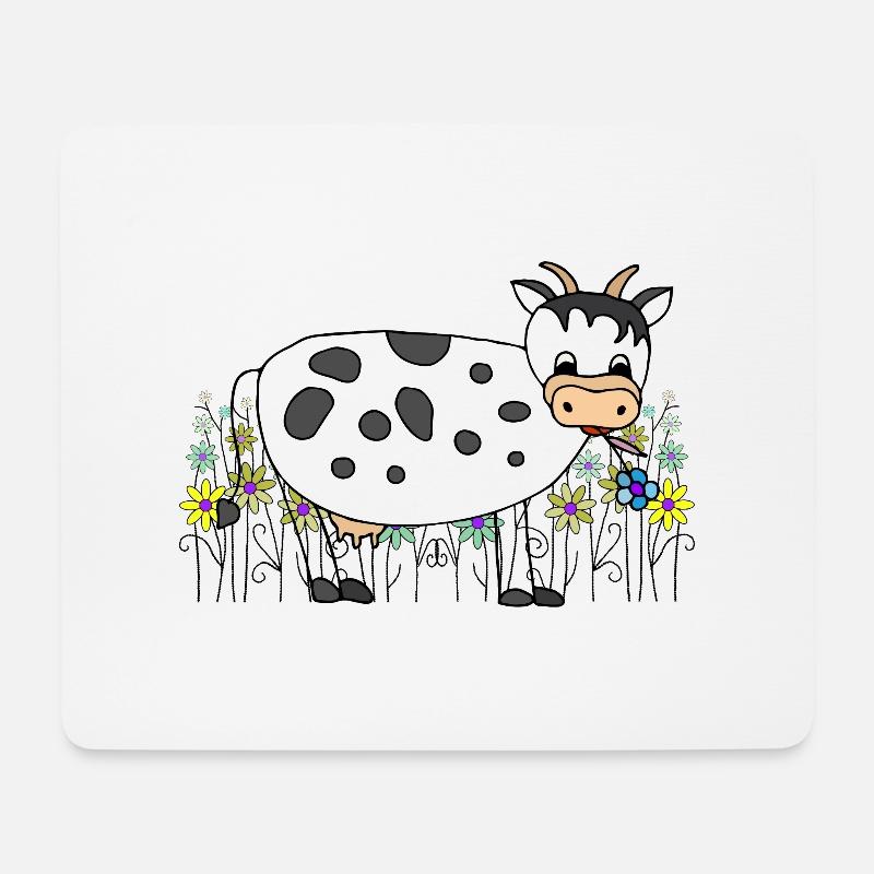 Kuh - Mousepad (Querformat) - Weiß