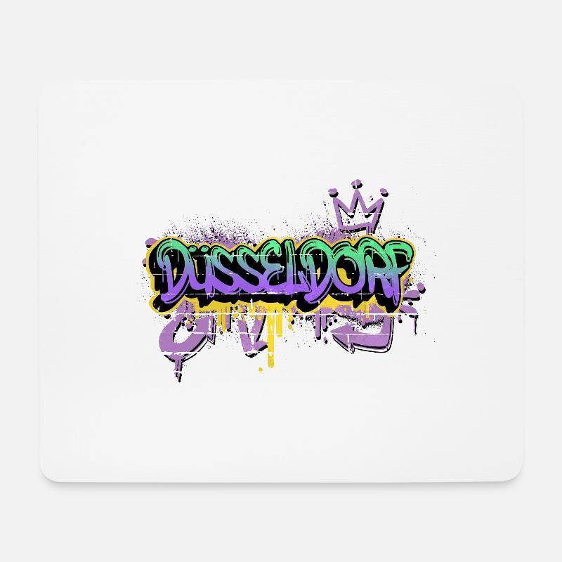 Düsseldorf Deutschland Graffiti Spray Sprayer - Mousepad (Querformat) - Weiß